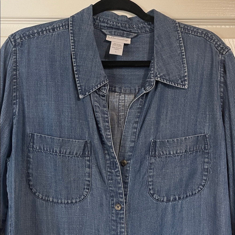 Soft Surroundings Tencel Denim Shirt Dress - Picture 2 of 7